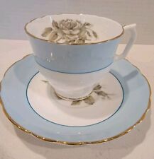 Crown Staffordshire Gray Blossoms Cup & Saucer 5559827 picture