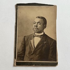 Antique Cabinet Card Photograph Handsome Black African American Man Mustache picture