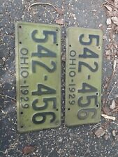 1929 Ohio License Plate Matched Pair OH 29 Tag Plates 542-456  picture