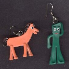 Funky Vintage GUMBY POKEY EARRINGS Punk Retro Cartoon Novelty Costume Jewelry picture