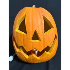 Vintage Light Up Jack O Lantern Pumpkin Lamp Halloween Plug In 9” Retro Decor picture