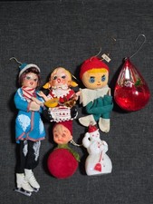 Vintage Retro Christmas Ornaments Figures Snowmen  picture