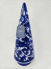 Mikasa Blue & White Ceramic Daisy Chinoiserie Christmas Tree Figurine 12”, NWT picture