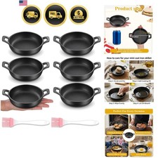 Mini Cast Iron Skillets Set of 6, 4.8 Inch Small Cast Iron Pans with Double H... picture