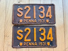 1931 Pennsylvania License Plate Pair picture