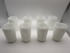 Vintage (8) Hobnail Milk Glass Cup Juice Water Drink 4.25