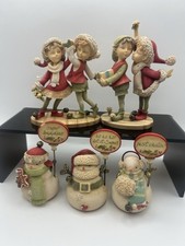 Lot of 5 Enesco The Heart of Christmas Figurines Karen Hahn Snowmen Elves picture