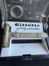 Vintage Gillette Slim Adjustable Safety Razor 1960s Double Edge w/ Case USA picture