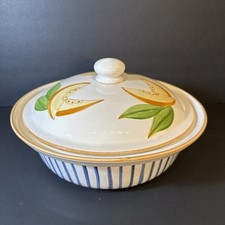 Vintage 1971 Laurie Gates Los Angeles Pottery Large Covered Bowl Casserole Dish picture