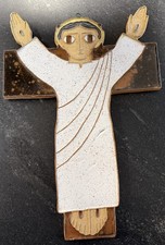 Vtg St Andrew’s Abbey Jesus Ceramic Plaque Fr Maur Van Doorslaer Valyermo 11.5” picture