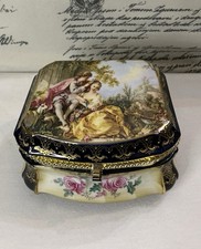 Jewelry Box Limoges China Painted Cobalt Blue picture