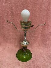 Vintage Green Glass Hurricane Lamp picture