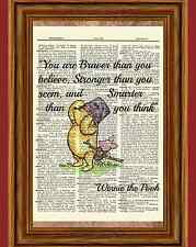 Winnie the Pooh Dictionary Art Print Picture Poster Classic Vintage Braver Quote picture