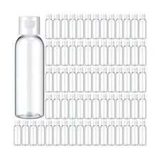 Zhehao 200 Pcs 2 oz Clear Plastic Empty Bottles with Lids(White Cap) picture