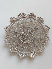 Vintage Albanian Filigree Silver Plated Wall Hanging Plate 1970s Marked ALBANIA picture