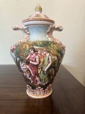 Antique Italian Capodimonti Porcelain Urn, Bacchanal, 17.5