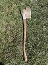 Vintage Plumb Single-Bevel Broadaxe / Hewing Axe – Stamped Logo, Original Handle picture