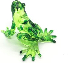 Hand Blown Art Glass, Rainforest Green Frog Miniature Animals Collection, Dollho picture