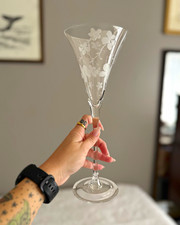Marquis by Waterford Clear Etched Floral Champagne Flutes Decorated Set of 2 picture