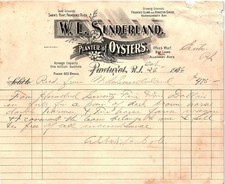 1904 W.L. Sunderland Oysters RI Billhead - Sale of Horses picture