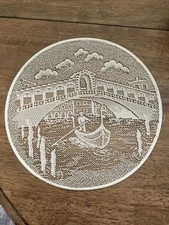 Vintage Venice Italy Gondola Bridge Lace Doily 12” Italian Souvenir Decor Sheer picture