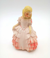 Vintage Coventry Ware Ceramic Figurine 2085C Colonial Girl Pink Ruffled Dress picture