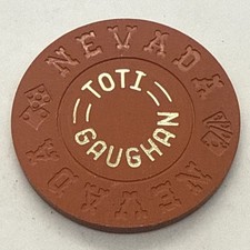 TOTI GAUGHAN Orange Casino Dealers School Chip Las Vegas NV Nevada Mold 1970s picture