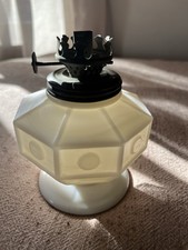 Antique Milk Glass Block And Dot Miniature Oil Lamp picture
