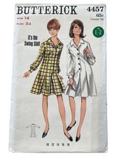 Vintage 60s Butterick 4457 Dress Sewing Pattern Size 14 Bust 34 Retro UNCUT  picture