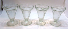 Set 4 Vintage 1950's Clear Jeanette Glass Footed Ice Cream Sundae Parfait Dishes picture