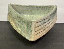 Antique Triangle Shaped Japanese Ikebana Signed Bonsai Tree Planter picture