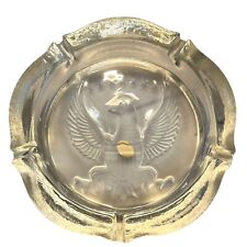 Vintage Tiara Glass Large 10” Clear & Frosted Ashtray w/ Eagle, Crest, 7 Stars picture