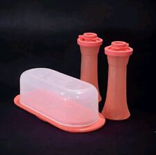 Tupperware Small Hourglass  Set Salt and Pepper Shakers  & Butter Keeper NEW picture