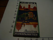 Vintage Tourist paper: THIEN'S Berolina Rundfahrten,  1920's BERLIN Brochure Map picture