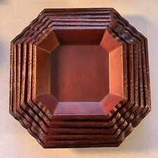 set Of 6 Korean Octagonal Wooden Tray Nesting Stack Serving Bowl picture