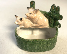 Two Little Piggies Piggy Porcelain Basket Pigs Hogs picture