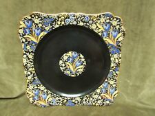 Royal Winton China Chintz Blue Tulip Square Dinner Plate w/Black Background picture