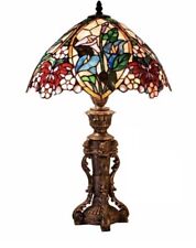 23” Tiffany Style Stained Glass Table Lamp Victorian Floral Accent Light picture