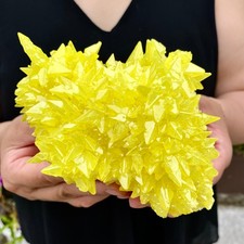Rare Natural yellow sulfur crystal quartz crystal mineral specimen 1.4LB picture