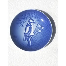 1980 Bing & Grondahl Blue Mother's Day Plate Wood Pecker Chicks picture