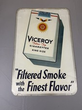 Vintage 1950s Viceroy Cigarettes Tin Litho Advertising Sign 26x17 Tobacco picture