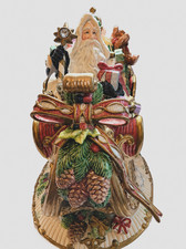 Vintage Fitz & Floyd Florentine Christmas Sleigh Cookie Jar w/ Original Box Read picture