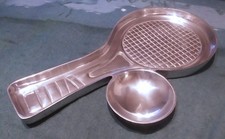 RARE BIG SIZE ALUMINUM TENNIS RACQUETTE WITH BALL SERVING DISH TRAY PLATE picture