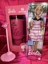 Barbie Icon Stanley w/ Matching 65th Anni. Barbie Doll, Doll Stand, & Straw Cap. picture