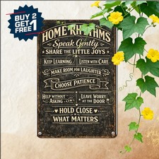 Family House Rules Tin Sign Vintage Farmhouse Living Room Metal Wall Plaque 8x12 picture