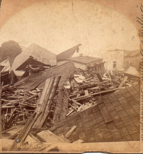 1889 Wreckage from the Johnstown Flood.   Stereoview Photo picture