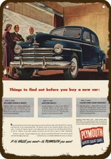 1948 PLYMOUTH 4-DOOR BLUE CAR Vintage Look DECORATIVE REPLICA METAL SIGN picture