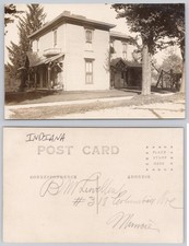Muncie Indiana House 318 Columbia Ave RPPC AZO Postcard c1910s picture