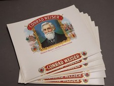 Vtg Lot of 10 Early 1900s Cigar Box Labels - CONRAD WEISER Embossed 9 1/2