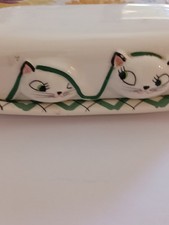 Holt Howard 1958 Cozy Kitten Butter Dish with Cover Cute Tiny Production Flaws picture